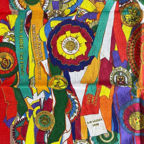 Gucci Equestrian Rosette Ribbon Awards Motif Silk Scarf - Picture 3 of 7